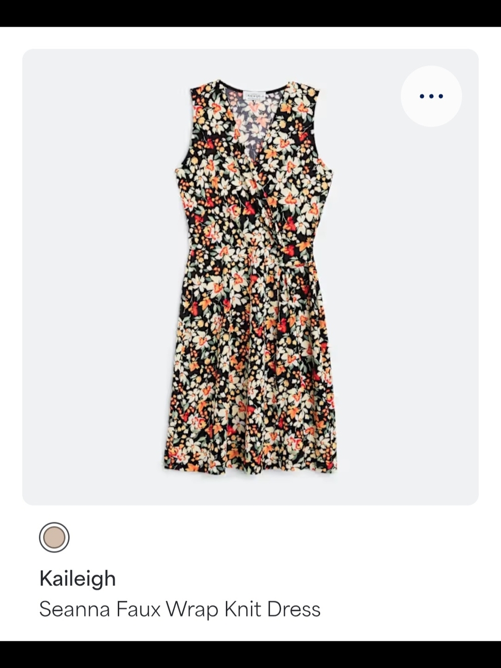 Kaileigh Sleeveless Faux-Wrap Midi Dress in Black Floral
